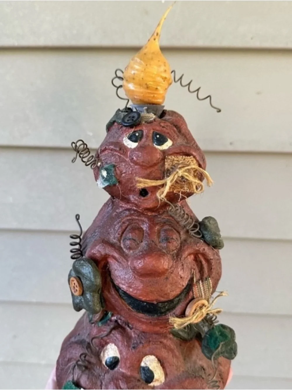 Primitive Halloween pumpkin stack electric light 10” Vickie Jeans Creations